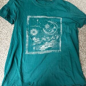 Calm Moon Graphic Tee - Teal Women’s Top
